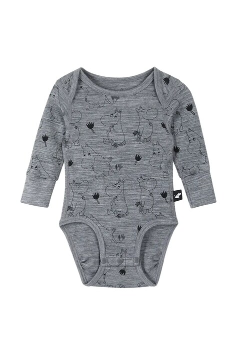 Reima body dziecięce z wełny merino Moomin Raraste szare 5200069E