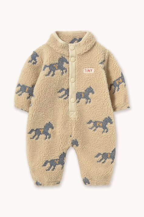 Tinycottons Pajacyk niemowlęcy HORSES SHERPA ONE-PIECE beżowy AW26-251