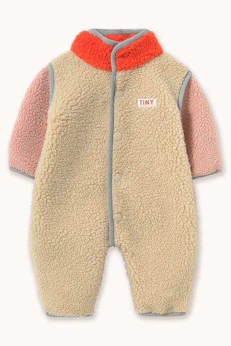 Tinycottons bébi polár rugdalózó COLOR BLOCK SHERPA ONE-PIECE bézs AW26-253