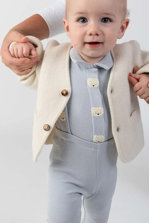 Donsje body pentru bebeluși din bumbac cu elastan Finnian Bodysuit Polar Bears albastru 3051302