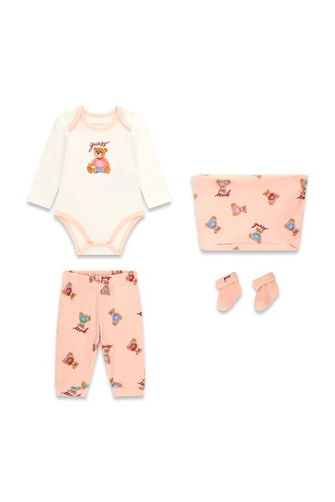 Guess zestaw niemowlęcy bawełniany z elastanem różowy H6YG08 K4134