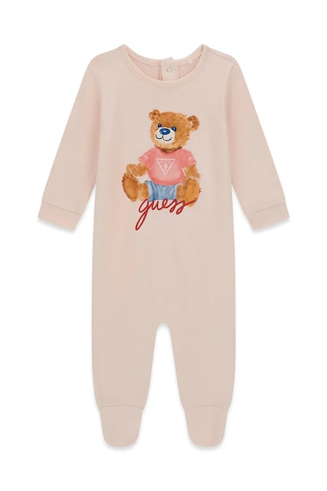 Guess Pajacyk niemowlęcy bawełniany różowy H6YG06 K4129