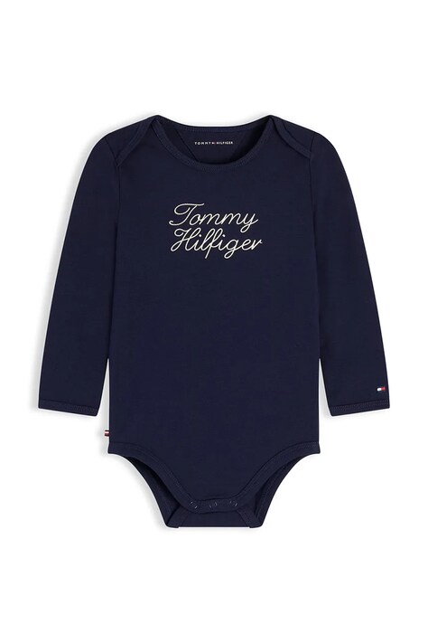 Tommy Hilfiger body niemowlęce z bawełną granatowe KN0KN02269