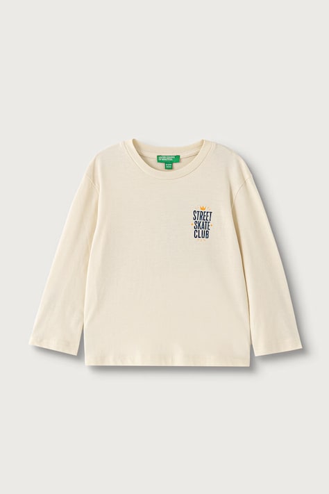 United Colors of Benetton Longsleeve niemowlęcy z bawełną beżowy 3ATNG10OH