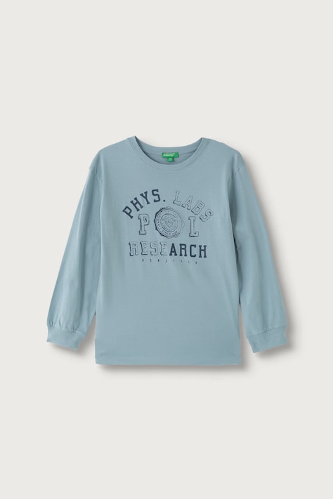 United Colors of Benetton Longsleeve dziecięcy bawełniany turkusowy 3I1XC10UJ