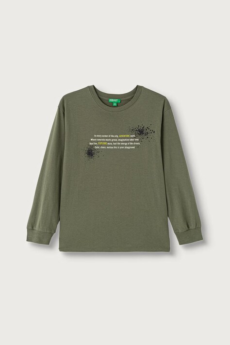 United Colors of Benetton Longsleeve dziecięcy bawełniany zielony 3I1XC10UJ