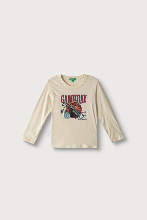 United Colors of Benetton Longsleeve dziecięcy bawełniany beżowy 3I1XG10NL