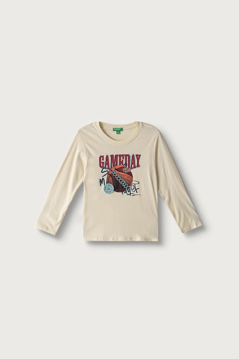 United Colors of Benetton Longsleeve dziecięcy bawełniany beżowy 3I1XG10NL