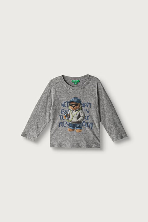 United Colors of Benetton Блуза с дълги ръкави за деца от памук сива 3I1XG10NL