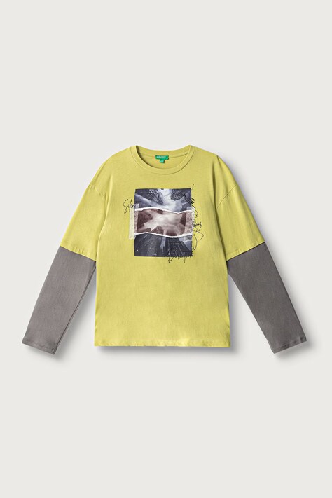 United Colors of Benetton Majica dugih rukava za djecu od pamuka zelena 3I1XC10UI