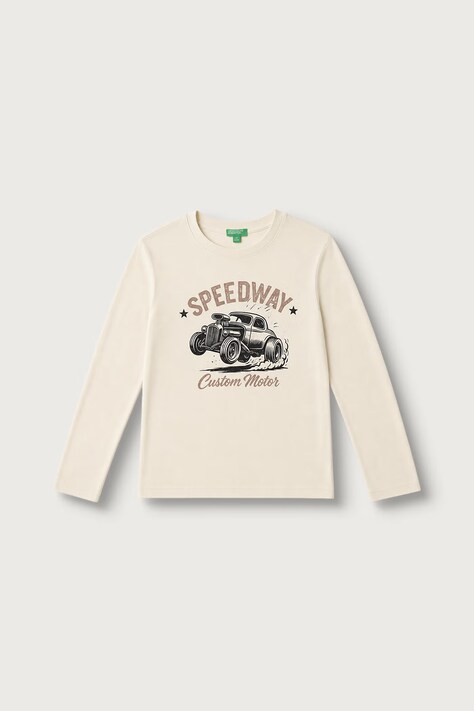 United Colors of Benetton Longsleeve dziecięcy bawełniany beżowy 3ATNC10UF