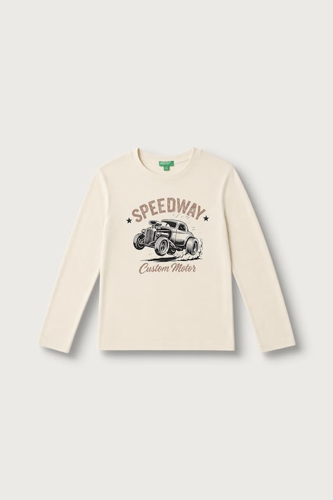 United Colors of Benetton Longsleeve dziecięcy bawełniany beżowy 3ATNC10UF