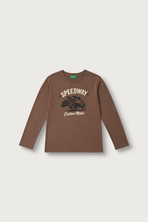 United Colors of Benetton Longsleeve dziecięcy bawełniany brązowy 3ATNC10UF