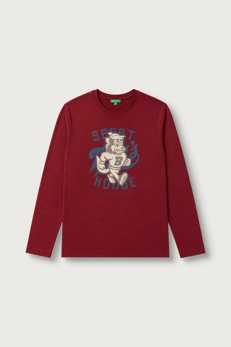 United Colors of Benetton Longsleeve dziecięcy bawełniany bordowy 3ATNC10UF