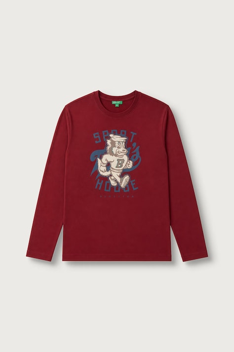 United Colors of Benetton Longsleeve dziecięcy bawełniany bordowy 3ATNC10UF