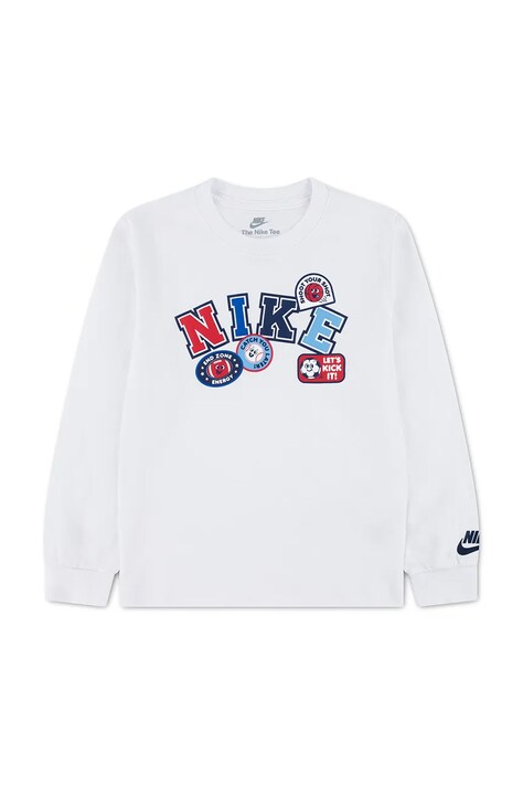 Nike Longsleeve dziecięcy z bawełną biały 86P340