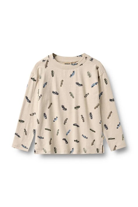 Wheat Longsleeve dziecięcy bawełniany z elastanem beżowy 2224-159-GOTS