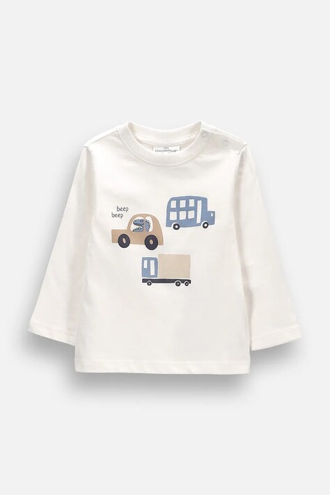 Coccodrillo Longsleeve niemowlęcy bawełniany beżowy MAMA BOY NEWBORN