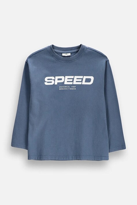Coccodrillo Longsleeve dziecięcy bawełniany niebieski GALACTIC RACE BOY JUNIOR