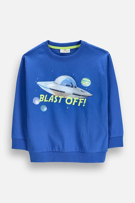 Coccodrillo Longsleeve dziecięcy bawełniany niebieski GALACTIC RACE BOY KIDS