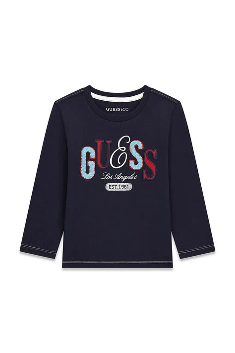 Guess Longsleeve dziecięcy bawełniany granatowy N6BI19 K8008
