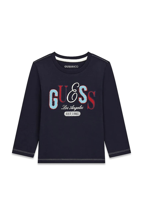 Guess Longsleeve dziecięcy bawełniany granatowy N6BI19 K8008
