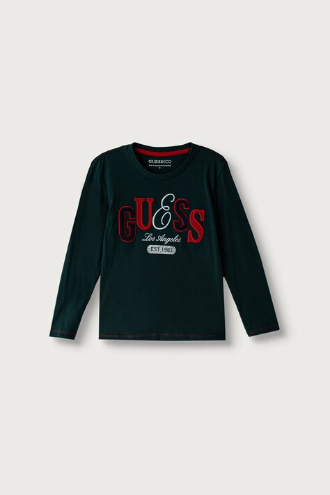 Guess Longsleeve dziecięcy bawełniany zielony N6BI19 K8008
