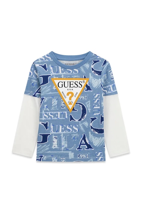 Guess Longsleeve dziecięcy bawełniany niebieski N6BI18 K5871
