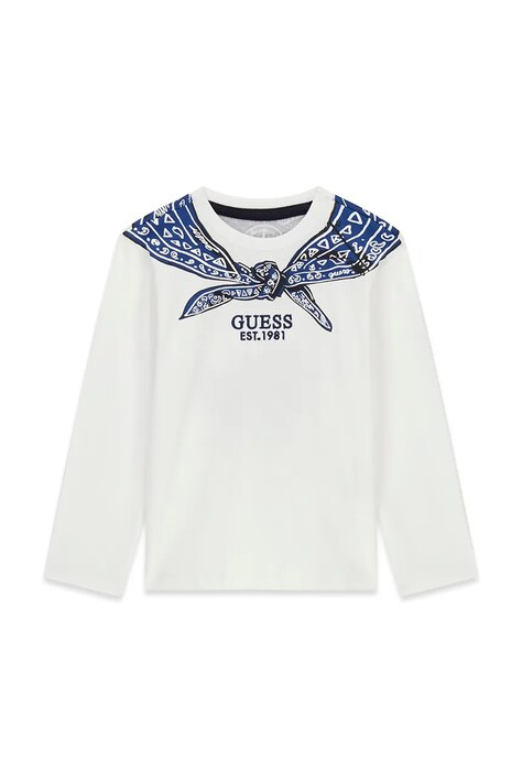 Guess Longsleeve dziecięcy bawełniany biały N6BI10 K5862