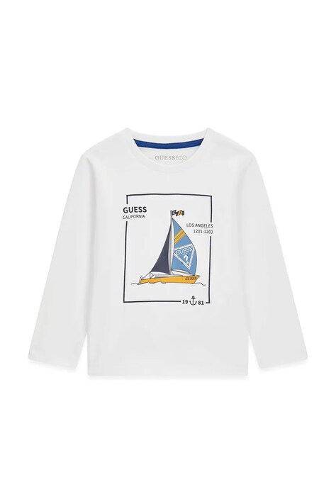 Guess Longsleeve dziecięcy bawełniany biały N6BI08 K5860