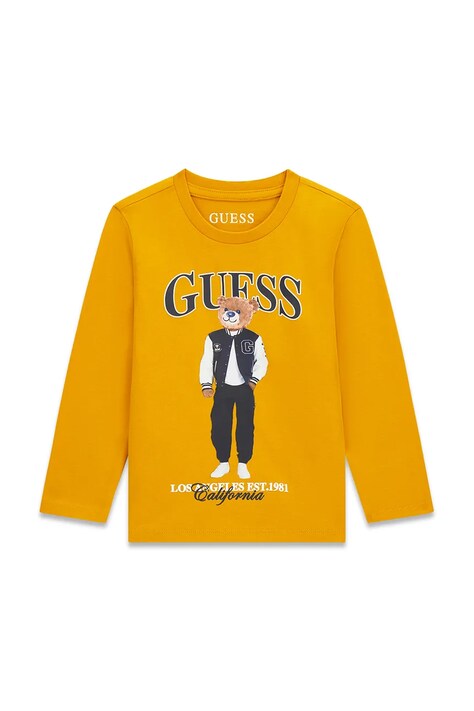 Guess Longsleeve dziecięcy bawełniany żółty N6BI04 K5854
