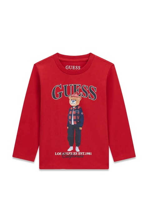 Guess Longsleeve dziecięcy bawełniany czerwony N6BI04 K5854