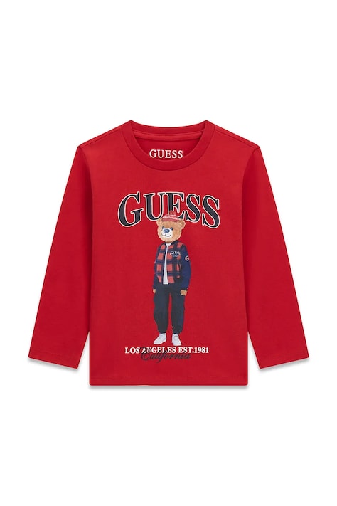 Guess Longsleeve dziecięcy bawełniany czerwony N6BI04 K5854