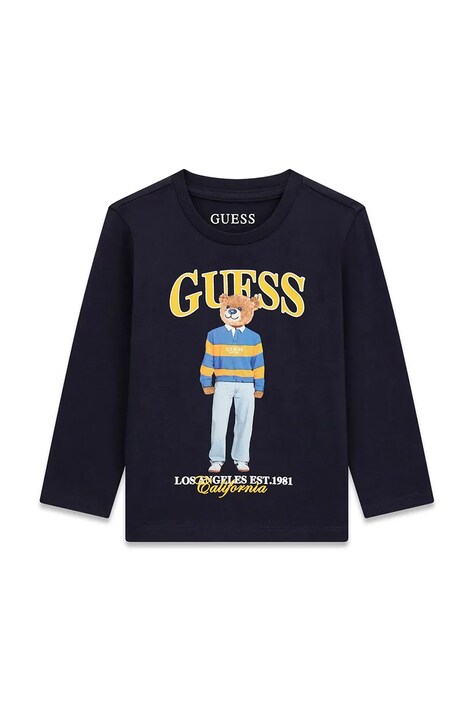 Guess Longsleeve dziecięcy bawełniany granatowy N6BI04 K5854
