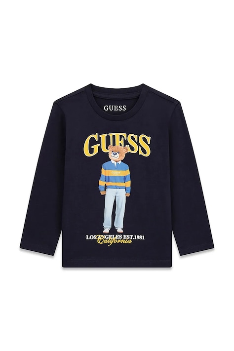 Guess Longsleeve dziecięcy bawełniany granatowy N6BI04 K5854