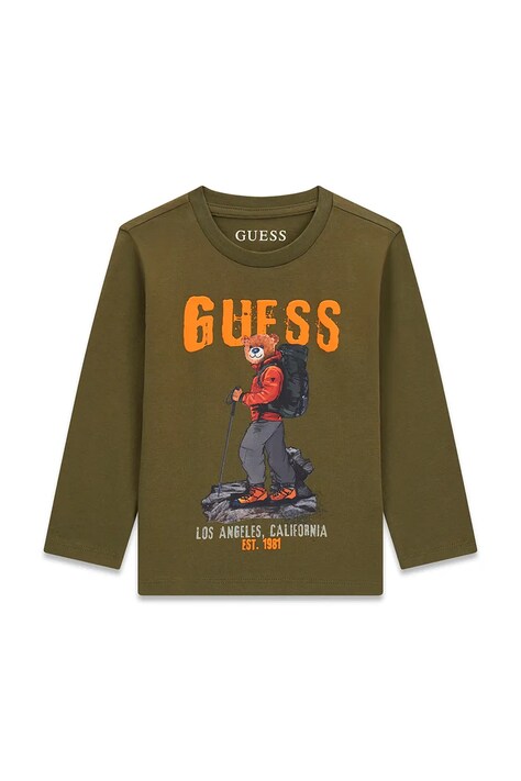 Guess Longsleeve dziecięcy bawełniany zielony N6BI04 K5854