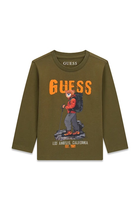 Guess Longsleeve dziecięcy bawełniany zielony N6BI04 K5854