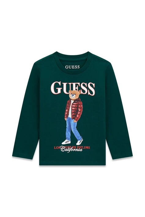 Guess Longsleeve dziecięcy bawełniany zielony N6BI04 K5854