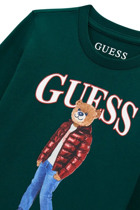 Guess Longsleeve dziecięcy bawełniany zielony N6BI04 K5854