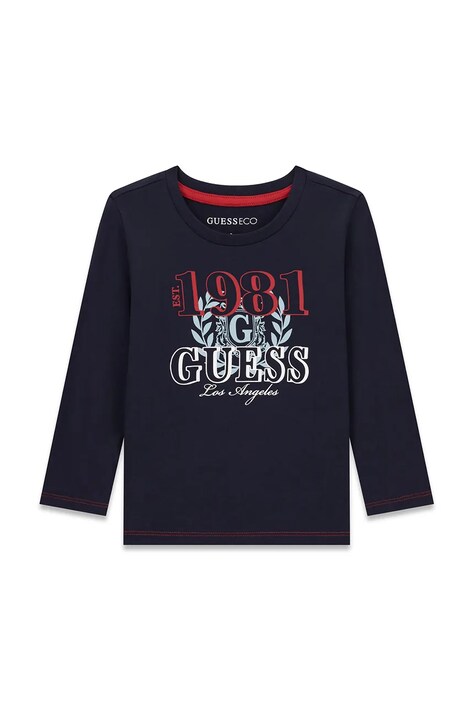 Guess Longsleeve dziecięcy bawełniany granatowy N6BI03 K5853