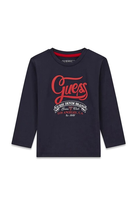 Guess Longsleeve dziecięcy bawełniany granatowy N6BI02 K5851