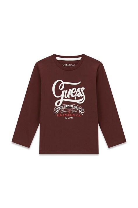 Guess Longsleeve dziecięcy bawełniany brązowy N6BI02 K5851