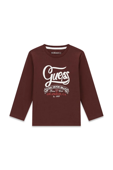 Guess Longsleeve dziecięcy bawełniany brązowy N6BI02 K5851