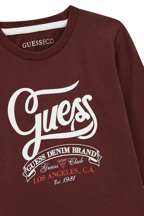 Guess лонгслів дитячий бавовняний — AW26-BUBZTM, коричневий — фото 3
