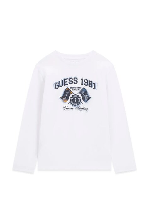 Guess Longsleeve dziecięcy bawełniany biały L6BI25 K5751