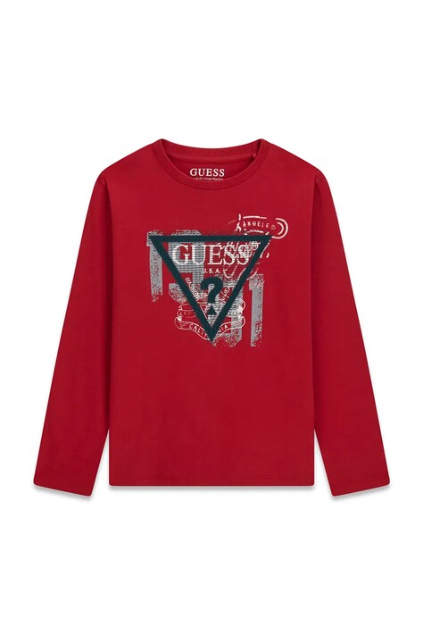 Guess Longsleeve dziecięcy bawełniany czerwony L6BI21 K5747