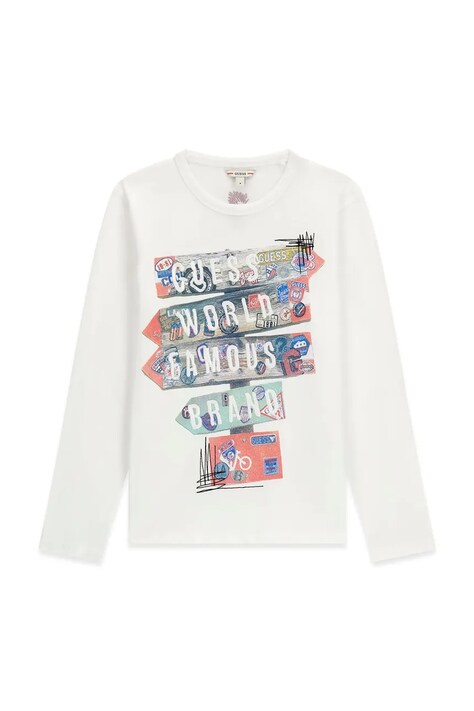 Guess Longsleeve dziecięcy bawełniany biały L6BI20 K5746