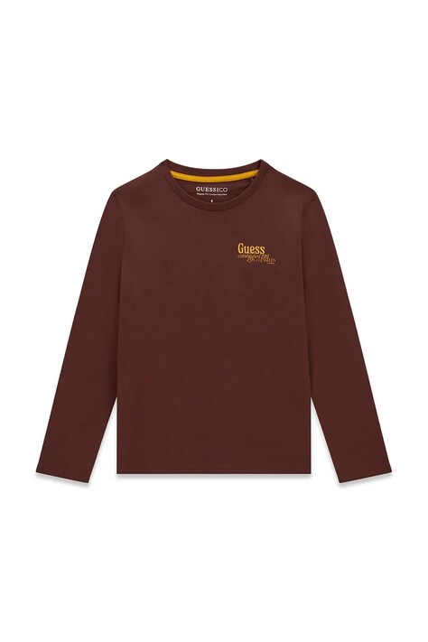 Guess Longsleeve dziecięcy bawełniany brązowy L6BI19 K5745