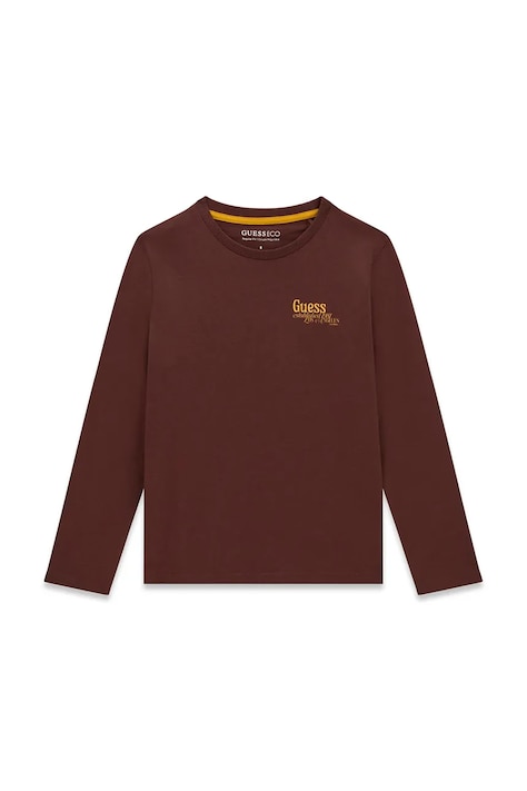 Guess Longsleeve dziecięcy bawełniany brązowy L6BI19 K5745