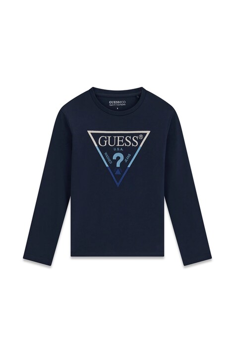 Guess Longsleeve dziecięcy bawełniany granatowy L6BI18 K5744